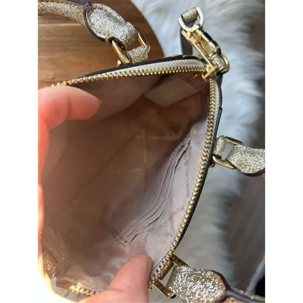 Michael Kors Ciara XS Mini crossbody leather bag gold color
